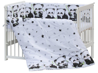 Postýlka 120 x 60 cm s kompletní výbavou Scarlett Panda - Bílá