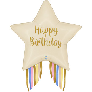 Hvězda - HB krémová s třásněmi 29"/74 cm fóliový balónek nafukovací