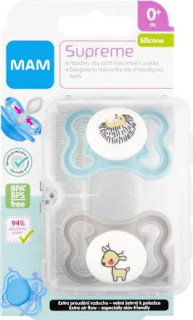 Šidítko Supreme silikon 0 m+ Modrá + šedá