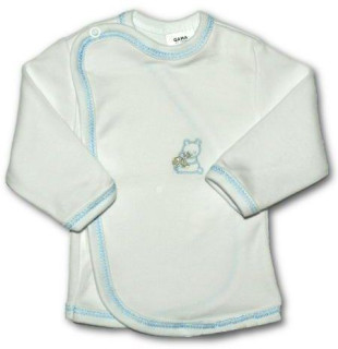 Kojenecká košilka zavinovací VYŠÍVANÁ (BÍLO-MODRÁ) 