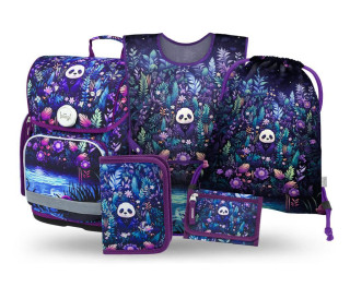 Set 5 Ergo Jungle Panda: aktovka, penál, sáček, zástěra, peněženka Baagl