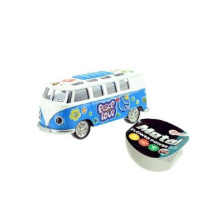 Autobus retro kov/plast 12 cm na baterie se zvukem a se světlem na zpětné natažení