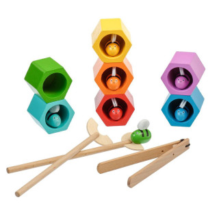 Dřevěná motorická hračka včelí úly - 17 dílů Lucy & Leo