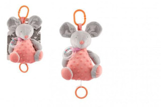 Myš natahovací hrací strojek plyš lososová 