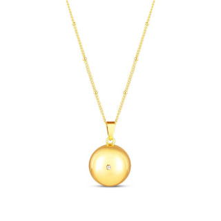 Těhotenský šperk bola Glow hladká zlatá s bílým kamínkem + řetízek Moniel