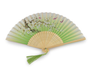 Vějíř textilní s metalickými detaily