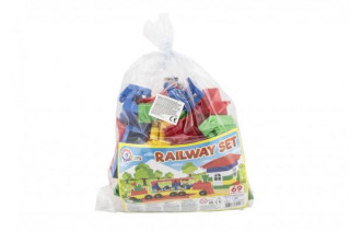 Stavebnice vlak s vagónky plast 69 ks v sáčku