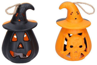 Dekorace Halloween dýně 11 x 6,5 cm svítící