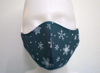 Látková respirační rouška - pro děti 7 - 12 let vločky petrolejová