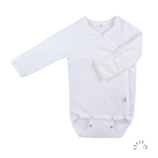 Kojenecké body merino vlna ecru s rukavičkami PoPoLiNi