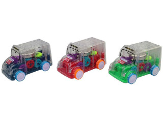 Autobus s ozubenými kolečky na setrvačník se světlem