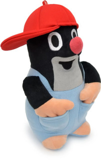 Krtek 26 cm, kalhotky, kšiltovka červená, plyšová hračka