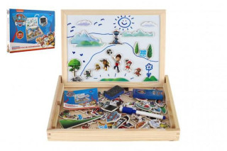 Oboustranná magnetická tabule černá/bílá - Tlapková patrola s doplňky