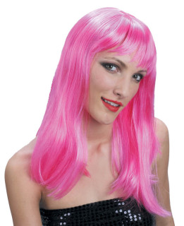Paruka růžová - dlouhé vlasy