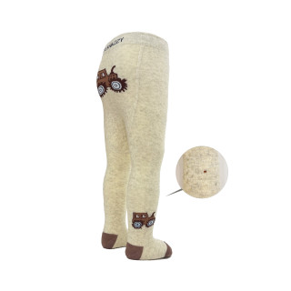 Punčocháče s protiskluzem 3x ABS vel. 80/86 béžové traktor Be Snazzy