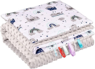 Souprava do postýlky Minky 75 x 100 cm Šedo-modrá duha Infantilo