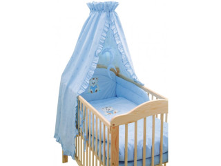 Souprava do postýlky 4dílná Méďa 135 x 100 cm - modrá