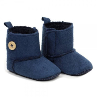 Semiškové kojenecké capáčky/botičky s kožíškem granátové Yo!