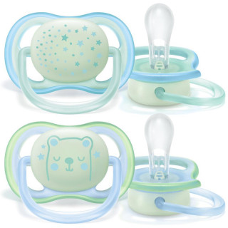 Philips Avent Šidítko Ultra air noční 2 ks, 0-6 m chlapec