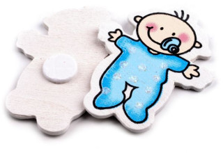 Dekorace dřevěná nalepovací MIMINKO MODRÉ