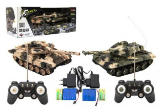 Tank RC 2ks 25 cm tanková bitva+dob. pack 27MHZ a 40MHz maskáč se zvukem se světlem