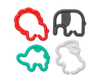 Kroužky spojovací zvířátka 24 ks černobílé a zelené + červené