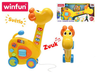 Žirafa tahací/kytara 2v1 34 cm na baterie se světlem a zvukem 18 m+