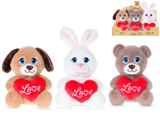 Zvířátko plyšové 15 cm sedící se srdíčkem 0 m+