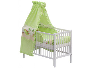 Postýlka 120 x 60 cm s kompletní výbavou a nebesy Dráček - Zelená