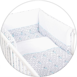 Povlečení do postýlky 3 dílné žerzej 100 x 135 cm Tyrkysová panda