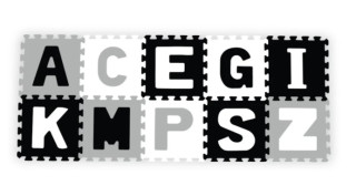 Pěnové puzzle, podložka Písmena, 10 ks, šedá/černá/bílá, BabyOno