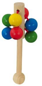 Chrastítko/Hrkadlo kuličky dřevo 13cm v sáčku