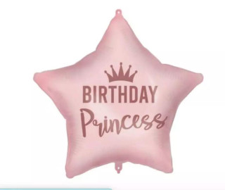 Hvězda Birthday Princess - fóliový balónek 46cm