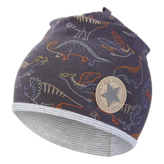 Čepice podšitá Outlast® - dinosauři/pruh bílošedý melír