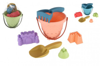 Sada na písek - kbelík, lopatka, hrabičky, 3 formičky