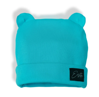 Zimní žebrovaná čepice s oušky Color Turquoise tyrkysová Esito