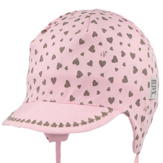 Kojenecká kšiltovka vázací růžová se srdíčky RDX