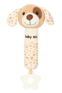 Dětská pískací plyšová hračka  Baby Mix pes hnědý