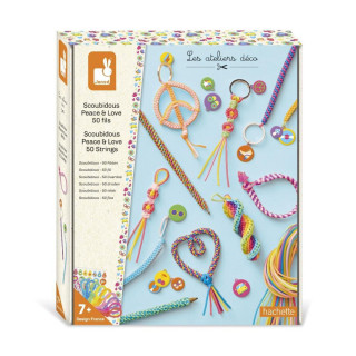 Kreativní sada Tvoříme s bužírkami Scoubidou Mír a láska Janod 