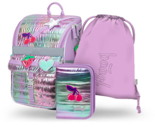 Set 3 Zippy Lavender: aktovka, penál, sáček Baagl