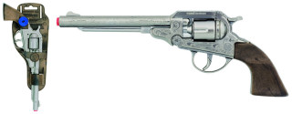 Revolver kovbojský stříbrný, kovový - 8 ran 