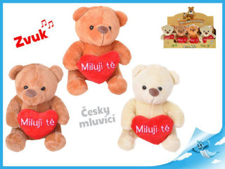 Medvídek plyšový 13cm se srdíčkem česky mluvící 
