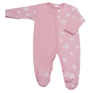 Kojenecký overal dlouhý rukáv/nohavice s rukavičkami Hvězdy MKcool Starorůžový