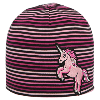 Dívčí bavlněná čepice s proužky Jednorožec RDX