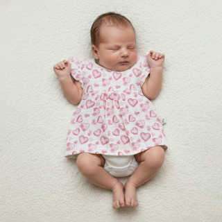 Kojenecké body/šaty krátký rukáv mušelín Srdce Baby Service