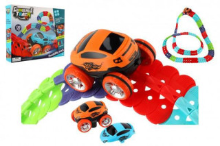 Autodráha barevná pružná 138 ks + auto na baterie se světlem