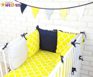 Polštářkový mantinel s povlečením Baby Nellys ŽLUTÁ + MODRÁ BL13 120 x 90 cm