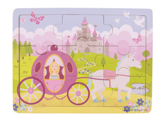 Bigjigs Toys Dřevěné puzzle princezna s kočárem