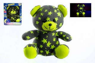 Medvídek svítící ve tmě 21 cm šedý žlutý plyš