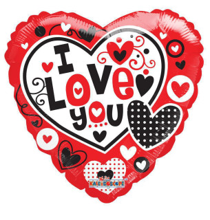 Srdce - ILY - srdíčka 18"/46 cm fóliový balónek